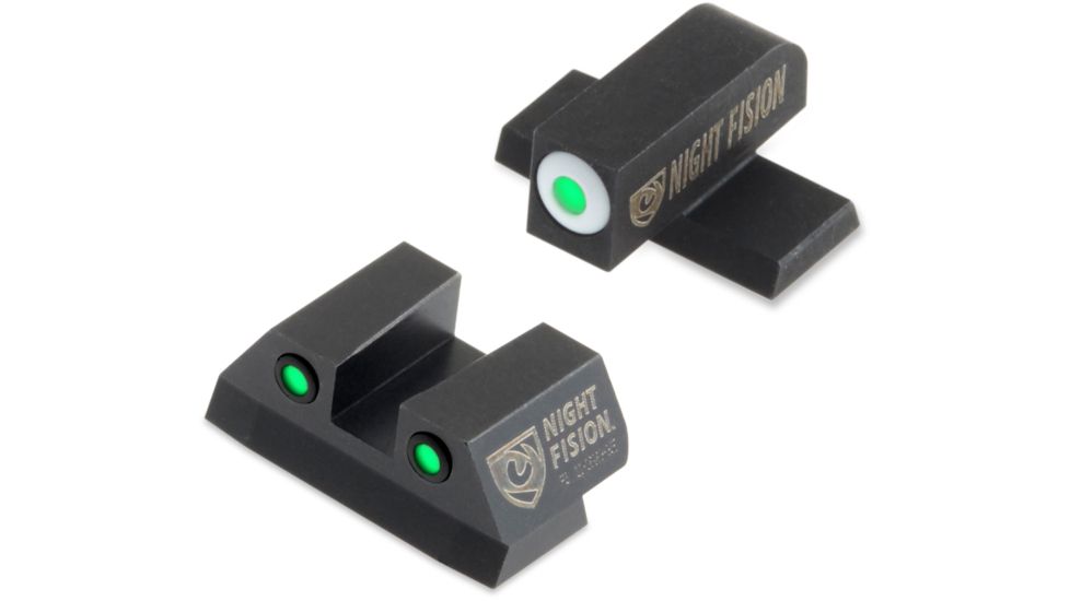 Night Fision Perfect Dot Night Sight Set w/Front, Square Rear, White Front w/Green Tritium, Black Rear w/Green Tr, Fits Sig Sauer .40 S&W & .45 ACP Caliber P-Series , SIG-176-003-WGZG
