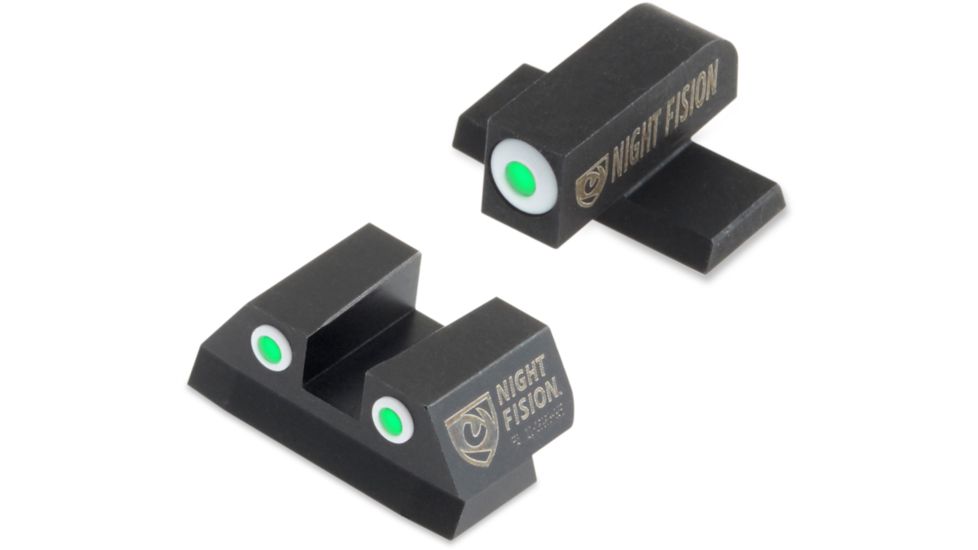 Night Fision Perfect Dot Night Sight Set w/Front, Square Rear, White Front w/Green Tritium, White Rear w/Green Tr, Fits Sig Sauer .40 S&W & .45 ACP Caliber P-Series , SIG-176-003-WGWG