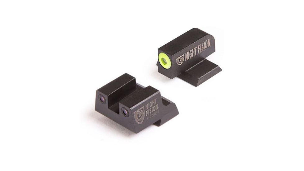 Night Fision Perfect Dot Night Sight Set w/Front, Square Rear, Yellow Front w/Green Tritium, Black Rear w/Green T, Fits Canik TP9SFx/TP9SFL, CNK-026-003-YGZG