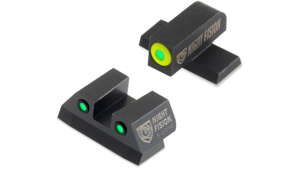 Night Fision Perfect Dot Night Sight Set w/Front, Square Rear, Yellow Front w/Green Tritium, Black Rear w/Green T, Fits Sig Sauer .40 S&W & .45 ACP Caliber P-Series , SIG-176-003-YGZG
