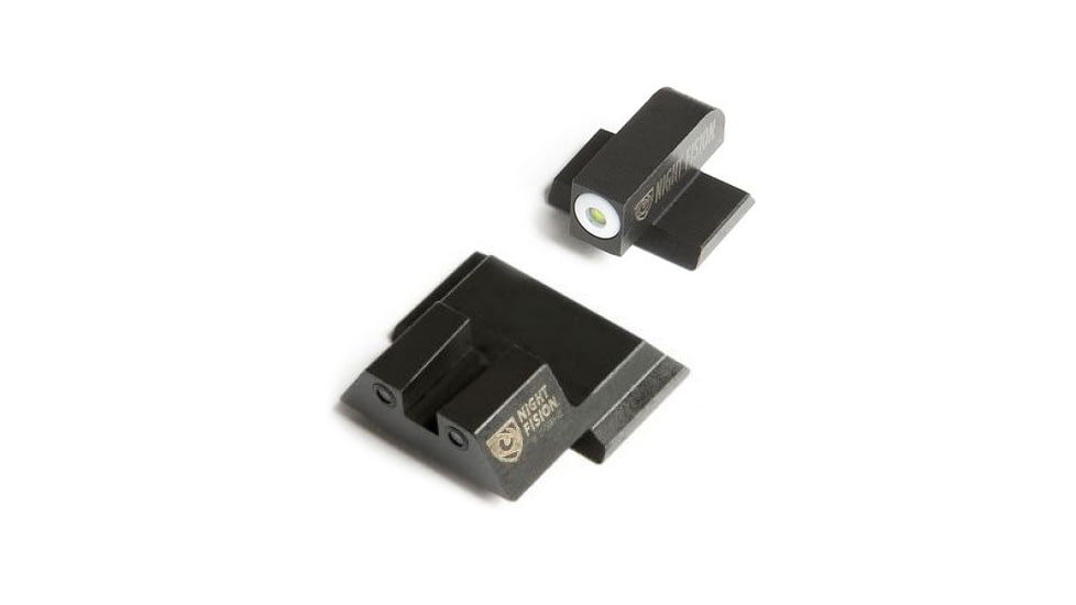 Night Fision Perfect Dot Night Sight Set w/Front, U Rear, White Front w/Green Tritium, Black Rear w/Green Tr, Fits Smith & Wesson M&P SHIELD .40/.45/9mm Models, SAW-202-007-WGZG