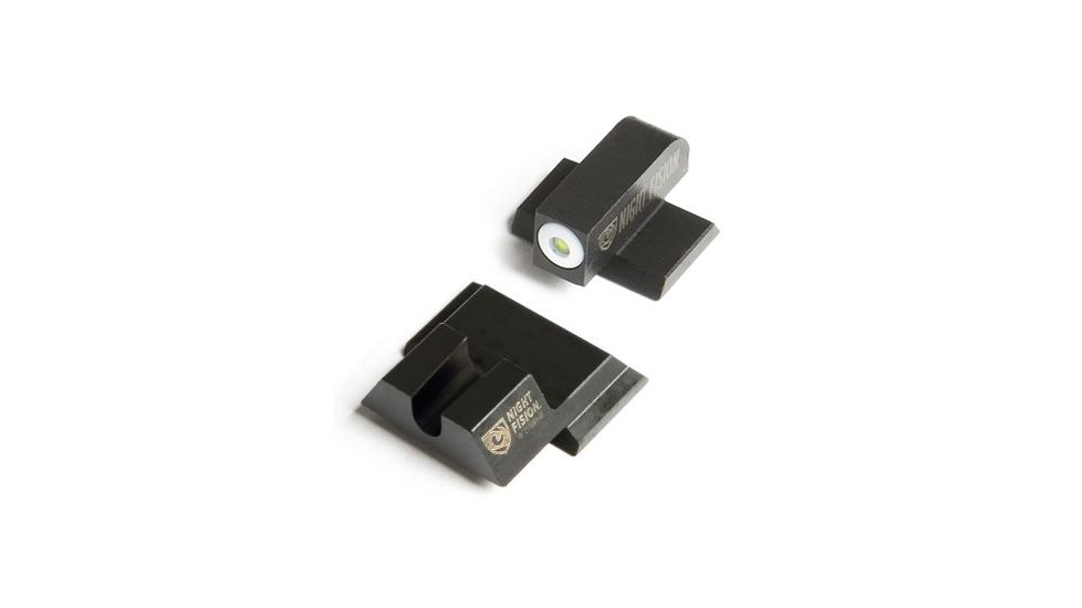 Night Fision Perfect Dot Night Sight Set w/Front, U Rear, White Front w/Green Tritium, Blank Rear, Fits Smith & Wesson M&P SHIELD .40/.45/9mm Models, SAW-202-014-WGZX