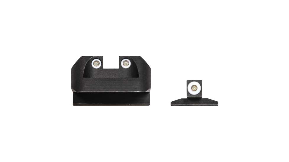 Night Fision Tritium White Dot Square Rear Novak Sight Set, NVK-053-003-WGWG