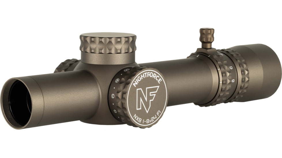 NightForce NX8 1-8x24mm Capped Rifle Scope, 30mm Tube, First Focal Plane, FC-MOA Reticle, Dark Earth, C691