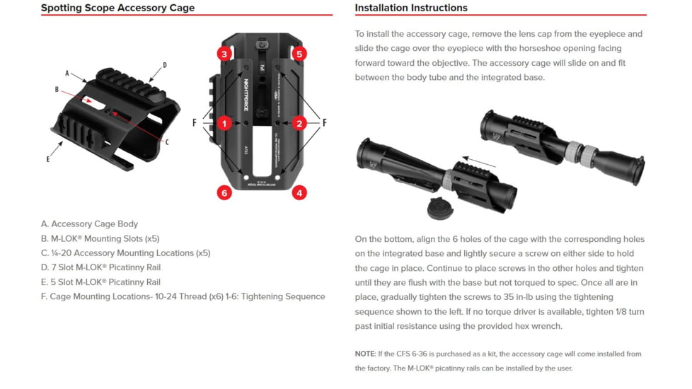 NightForce Spotting Scope 6-36x50mm F1 Accessory Cage CFS, A733