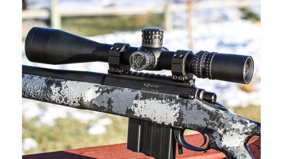 NightForce 5.5-22x50 NXS Tactical Rifle Scope, 30mm Tube, SFP, .250 MOA, ZeroStop, MOAR Reticle, Black, Full-Size, C433