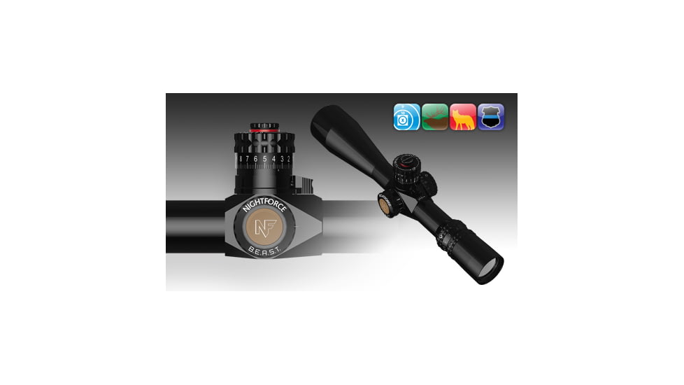 Nightforce The BEAST 5-25x56mmF1 - ZeroStop - 2 Speed - Mil-Radian - Brake - Tremor 2, Black, 34 mm C489