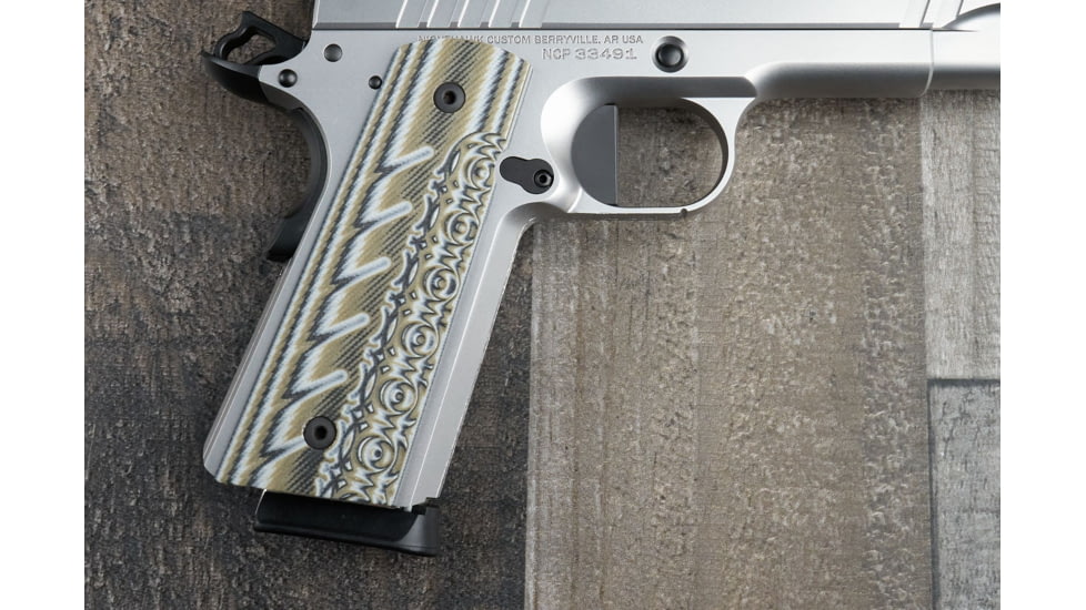 Nighthawk Custom Aztec/320 G10 Grips, Thin Style, Predator Green,with Thumb Scoop, Government, Signature Competition, G151