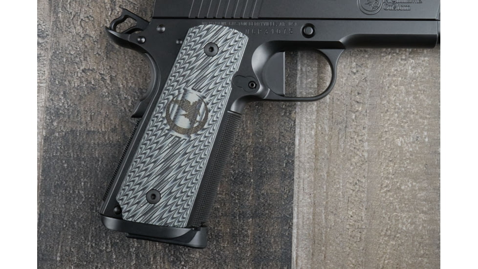 Nighthawk Custom Mil-Tac Black and Gray Spiral Grips, Gov. w/Nighthawk Logo, G139