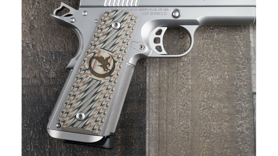 Nighthawk Custom Predator G10, Spiral Cut, Mag Rel. Relief, Gov., Black &amp; Tan, w/Logo, G141