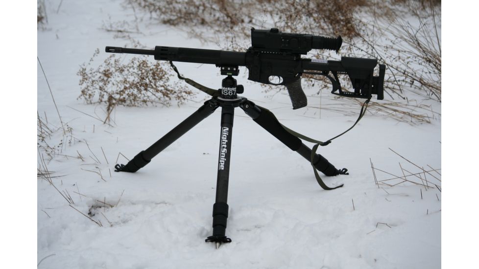 NightSnipe Elite Hunter Carbon Fiber Shooting Tripod, NS67 Ball Head and NightSnipe Picatinny Rail Mount Combo Kit, EHNS67-2288