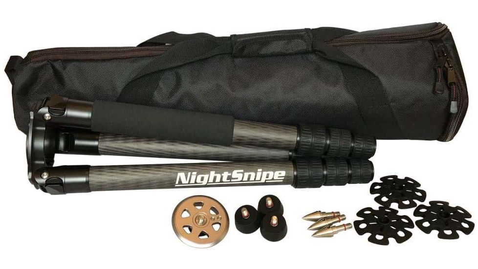 NightSnipe Elite Hunter Carbon Fiber Shooting Tripod, NS67 Ball Head and NightSnipe Picatinny Rail Mount Combo Kit, EHNS67-2288