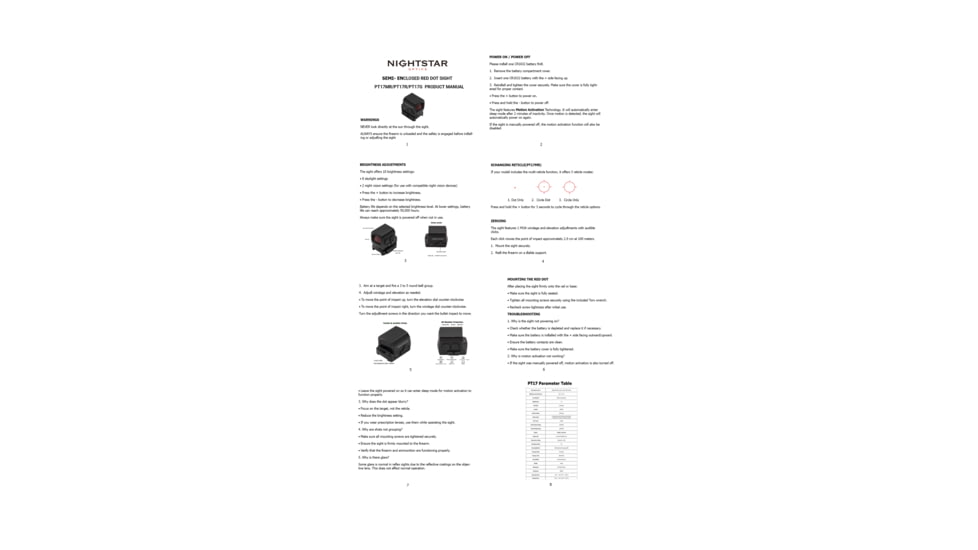 NightStar PT17MR Reflex Red Dot Sight, 1x17mm, 0.86x0.67in, 3 MOA Dot, Circle Dot, Circle, Black, PT17MR