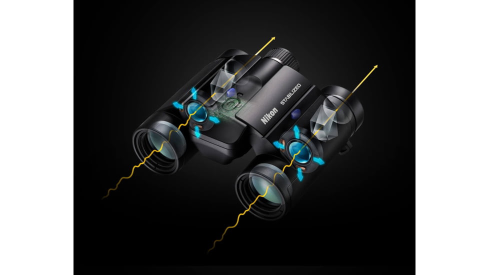 Nikon STABILIZED 12x25mm S Roof Prism Binoculars, Black, 16783