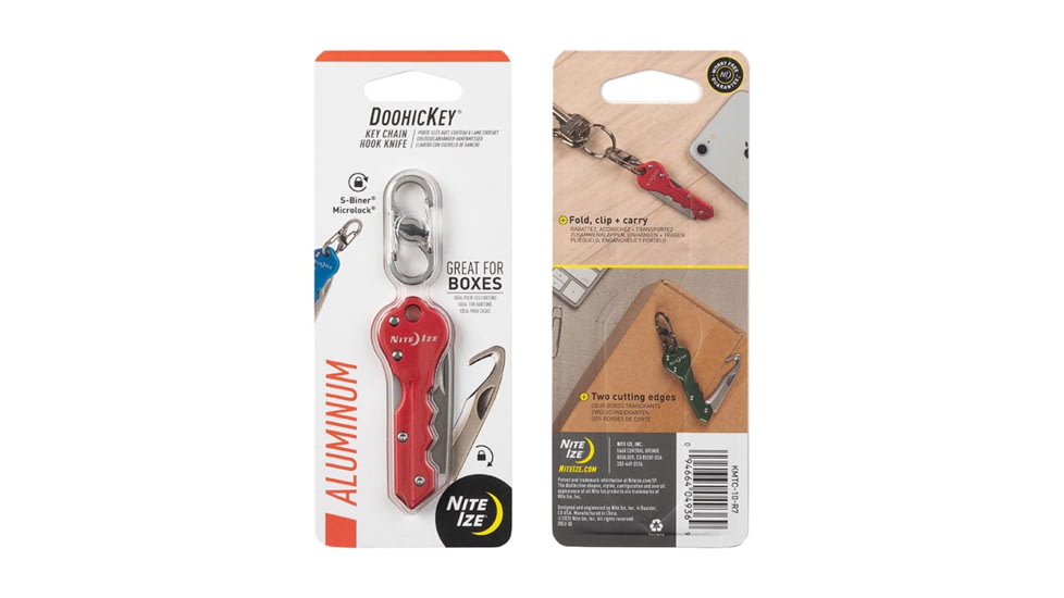 Nite Ize DoohicKey Key Chain Hook Knife, Red, KMTC-10-R7
