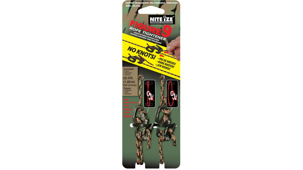 Nite Ize Figure 9 Rope Tightener Tensioning Tool Small Black Camo Rope
