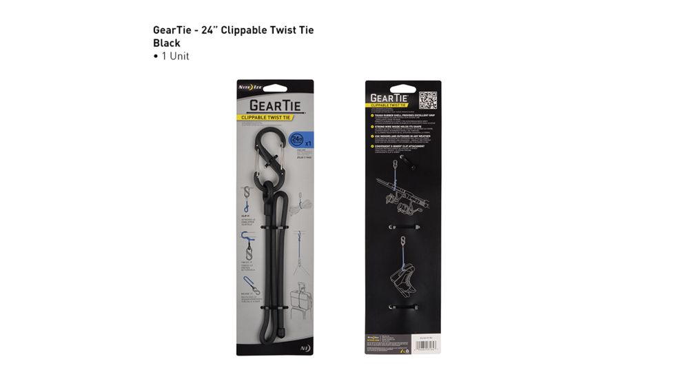 Nite Ize Gear Tie Clippable Twist Tie 24in,Black GLC24-01-R3