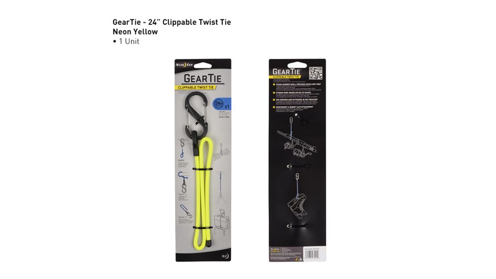 Nite Ize Gear Tie Clippable Twist Tie 24in,Neon Yellow GLC24-33-R3
