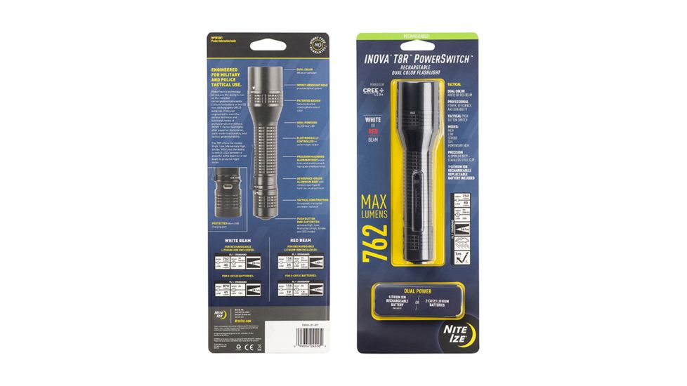 Nite Ize INOVA T8R PowerSwitch Rechargeable Dual Color LED Flashlight, Black T8RA-01-R7