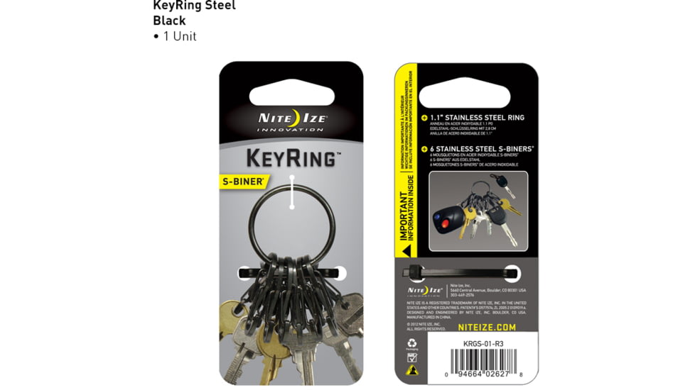 Nite Ize S-Biner KeyRing Steel - Black KRGS-01-R3