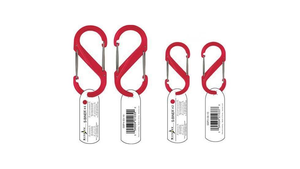 Nite Ize Plastic S-Biner Clip, Red Sizes 2 and 4