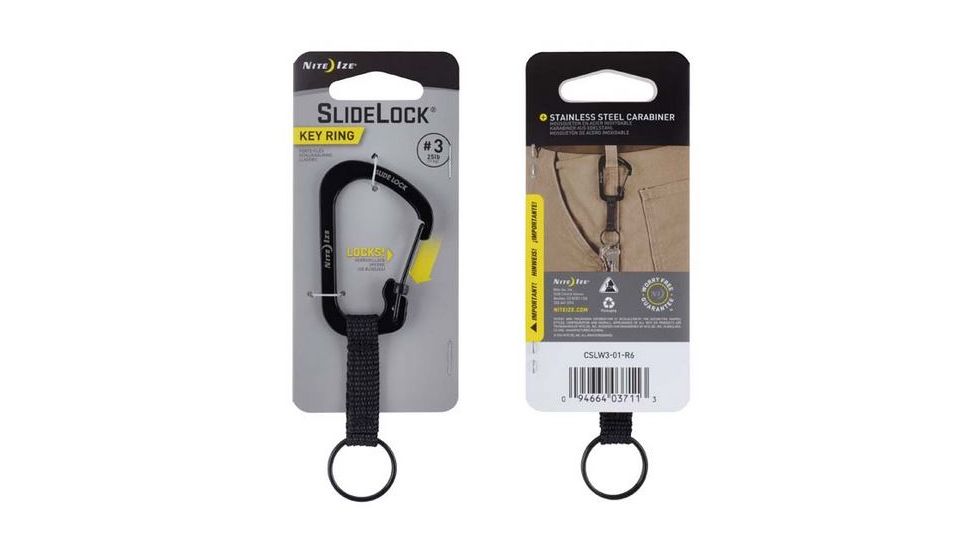 Nite Ize SlideLock Key Ring #3 Black, 3 CSLW3-01-R6