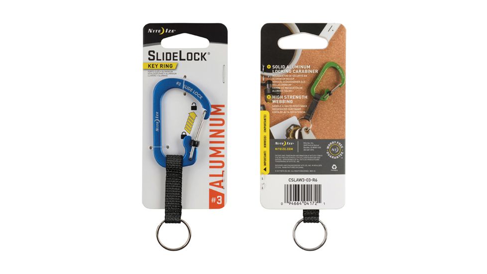 Nite Ize SlideLock Key Ring Aluminum, Blue, CSLAW3-03-R6