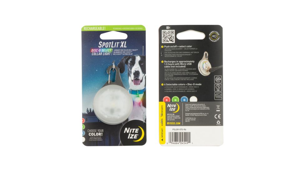 Nite Ize SpotLit Rechargeable Collar Light, Multi, Extra Large, PSLGR-07S-R6