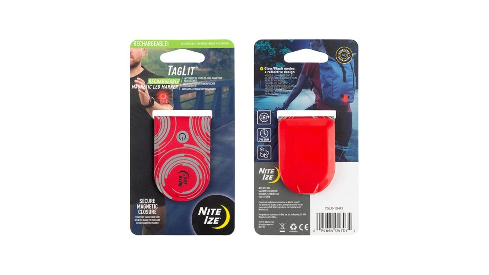 Nite Ize TagLit Rechargeable Magnetic LED Marker, Red/Red LED TGLR-10-R3