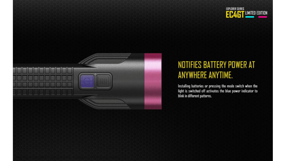 Nitecore EC4GT Flashlight CREE XP-L HI V3 LED, 1000 Lumens, Black/Blue NITECORE-EC4GT-BLUE