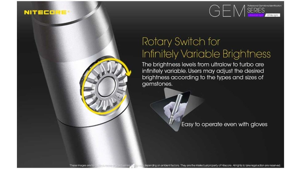 Nitecore GEM8 1 x 18650/ 2 x CR123A/ RCR123A CREE XP-L HI V3 LED Jeweler Flashlight, 500 Lumens, Silver, GEM-8