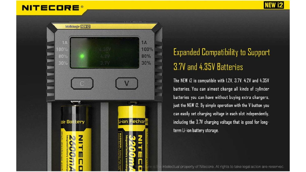Nitecore I2 Intellicharger 2-Slot Universal Battery Charger, Black, 6952506491384