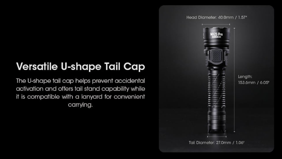 Nitecore MH25 Pro UHi40 LED Rechargeable Flashlight, 3300 Lumens, Black, FL-NITE-MH25PRO