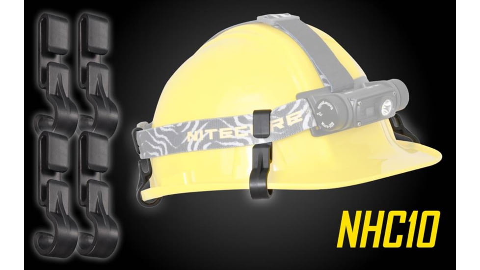 Nitecore NHC10 Helmet/Hard Hat Clips for Headlamps, 4 Per Pack, Black, 6952506492428