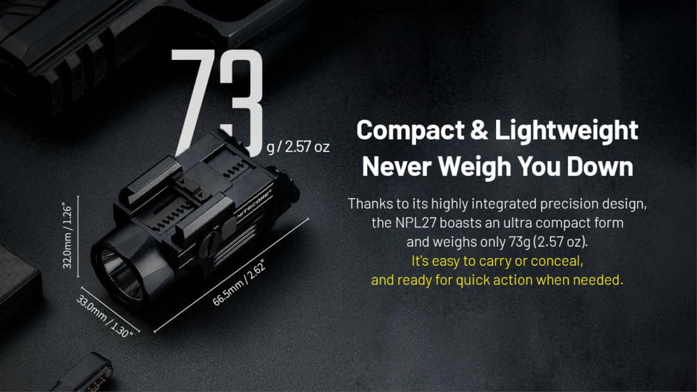 Nitecore NPL27 USB-C Rechargeable 650 Lumens LED Rail Mount Weapon Light