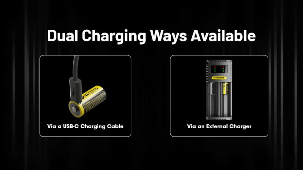 Nitecore NL169R 950mAh USB-C Rechargeable 16340 Battery, Yellow, BAT-NITE-16340-NL169R