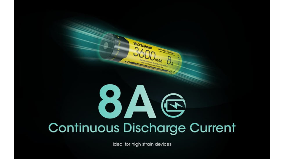 Nitecore NL1836HP 3600mAh Rechargeable 18650 Battery, Yellow, BAT-NITE-18650-NL1836HP