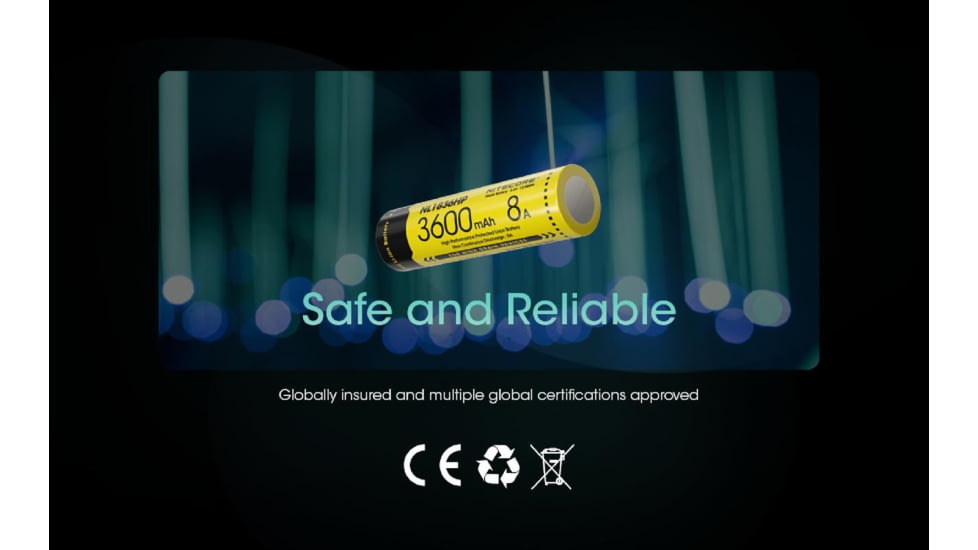 Nitecore NL1836HP 3600mAh Rechargeable 18650 Battery, Yellow, BAT-NITE-18650-NL1836HP