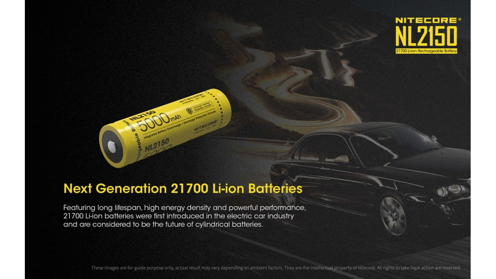 Nitecore NL2150 21700 5000mAh Rechargeable Li-ion Battery, Yellow, 6952506492848
