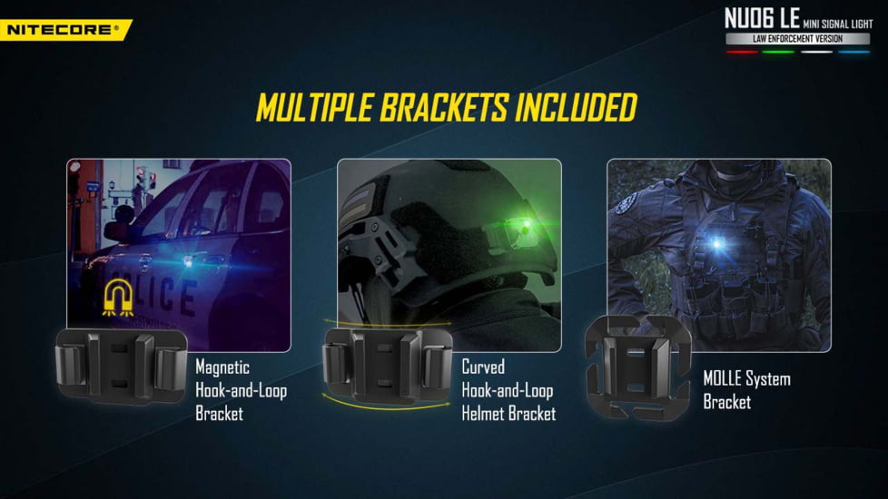 Nitecore NU06 LE White Blue Green Red USB-C Rechargeable Signal and Safety Light, Black, 6952506407095