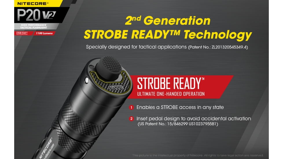 Nitecore P20 V2 1100 Lumen LED Flashlight, Black, 6952506405930