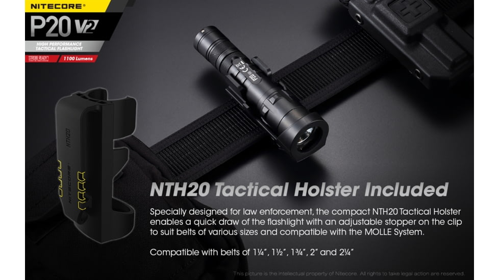 Nitecore P20 V2 1100 Lumen LED Flashlight, Black, 6952506405930