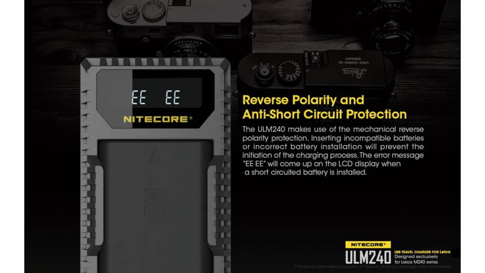 Nitecore ULM240 Leica Digital USB Battery Charger for BP-SCL2 Camera Batteries, Black, 6952506491810