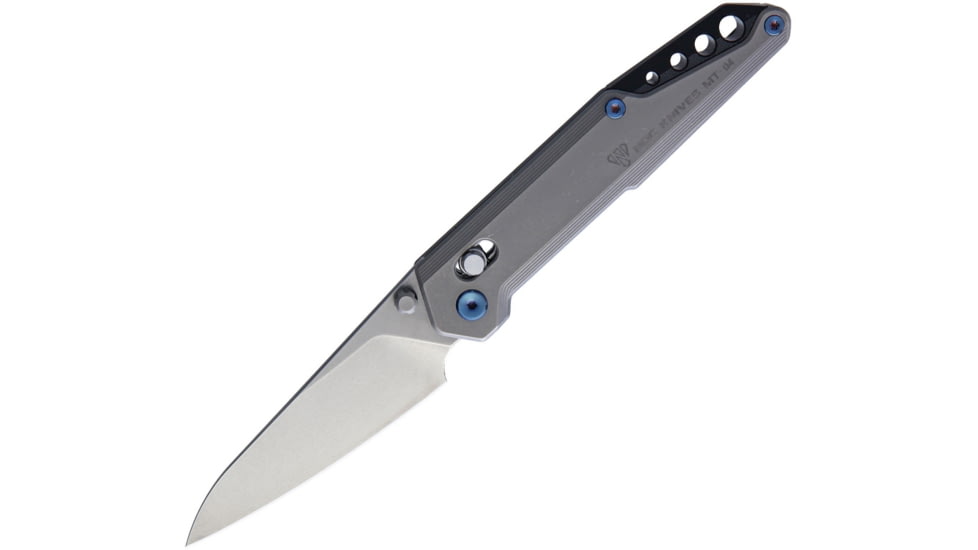 NOC Knives Axis Cam Lock Folding Knife, 3.25in Stonewash Bohler M390 SS Blade, Tumbled Finish Titanium Handle, Thumb Stud, Pocket Clip, Hardside Carrying Case., MT0402