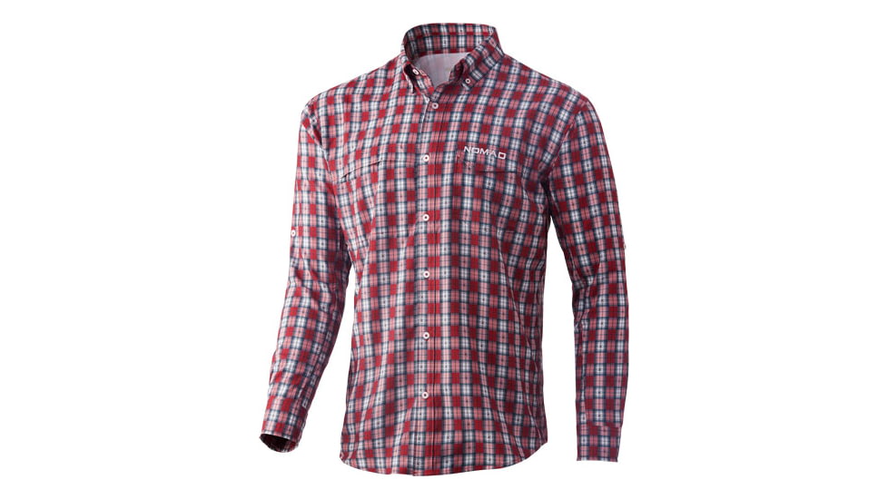 Nomad Stretch Lite Plaid Ls Button Down Navy/red Xx-large