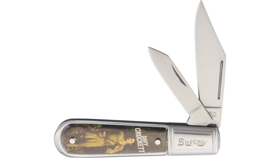 Novelty Cutlery Davy Crockett Barlow Folding Knife,Stainless Steel,Standard Edge,Clip and Pen,Satin, Handle NV287
