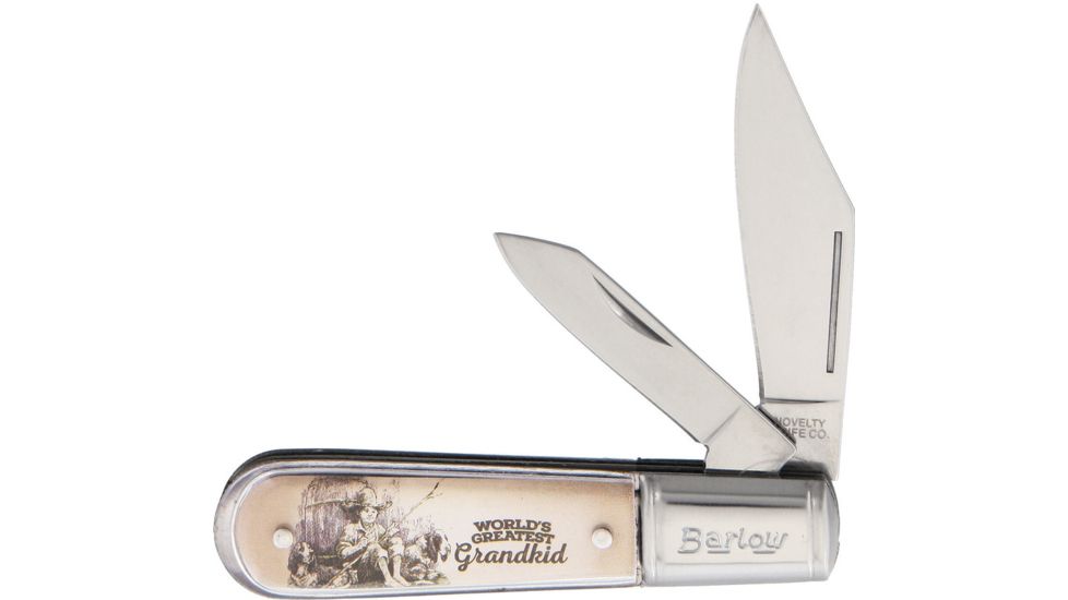 Novelty Cutlery Greatest Grandkid Barlow Folding Knife,Stainless Steel,Standard Edge,Clip and Pen,Satin, Handle NV286