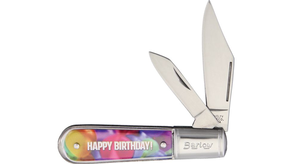 Novelty Cutlery Happy Birthday Barlow Folding Knife,Stainless Steel,Standard Edge,Clip and Pen NV285
