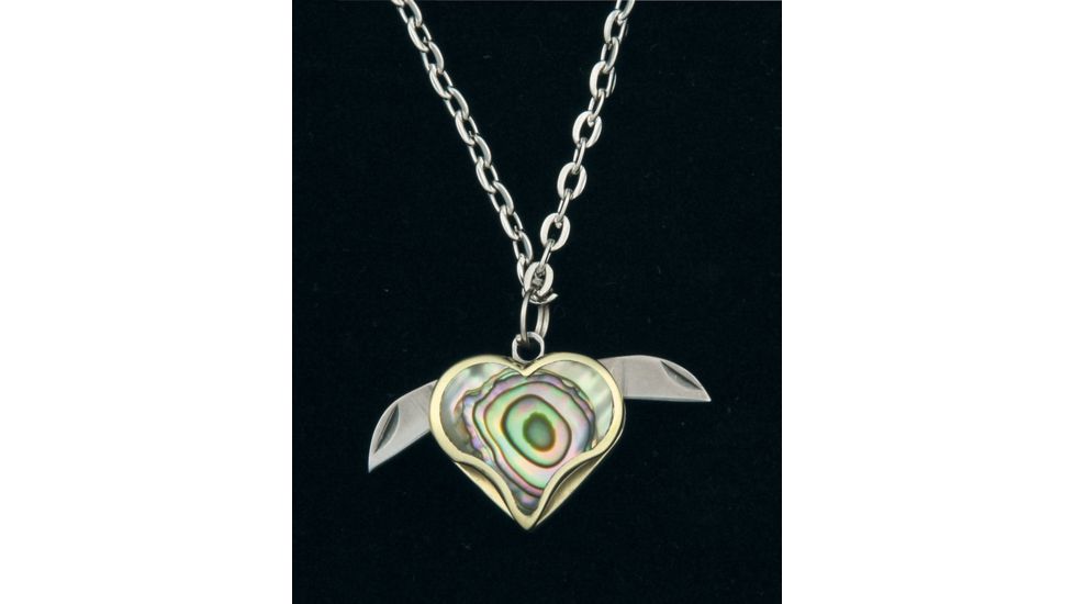 Novelty Cutlery Heart Necklace Folding Knife,Abalone Handle NV224