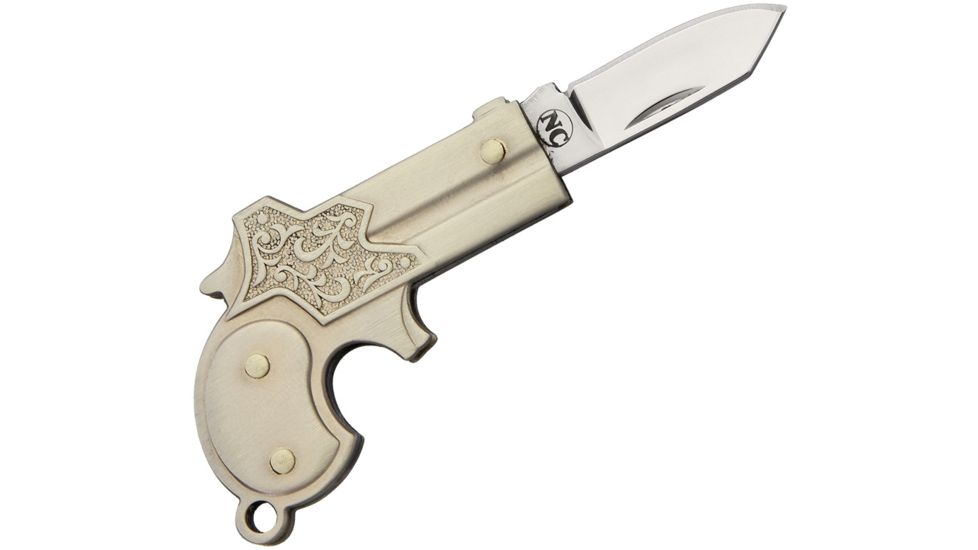 Novelty Cutlery Miniature Derringer Folding Knife,1in,Silver Handle NV269